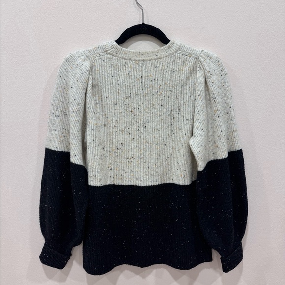 1. STATE Colorblock Puff Sleeve Knit Sweater Black and White Women Small EUC - Picture 7 of 9